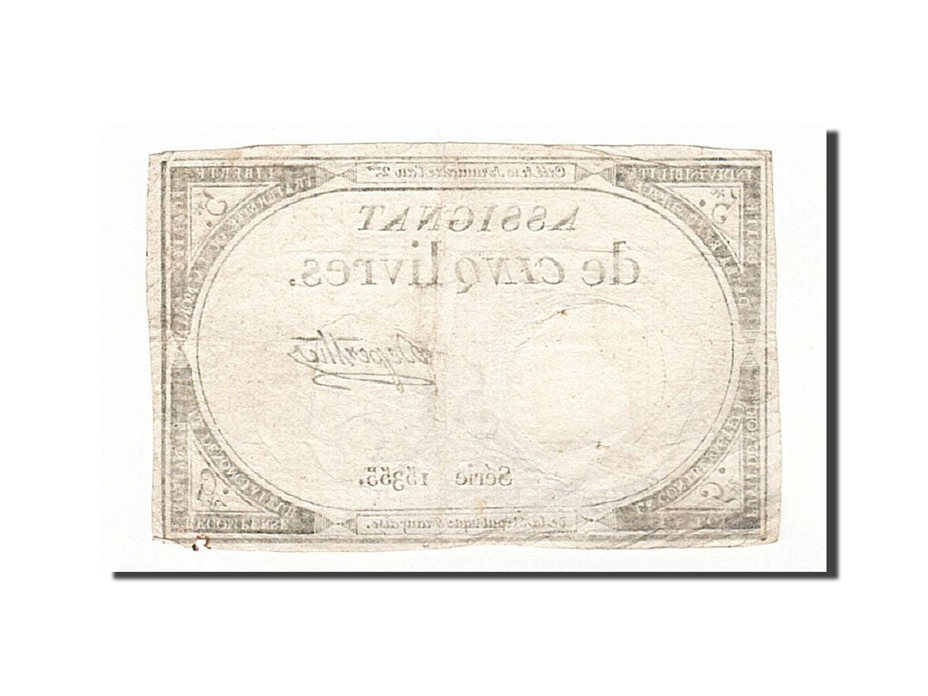 Billete, Francia, 5 Livres, 1793, Duperthe, 1793-10-31, MBC, KM:A76