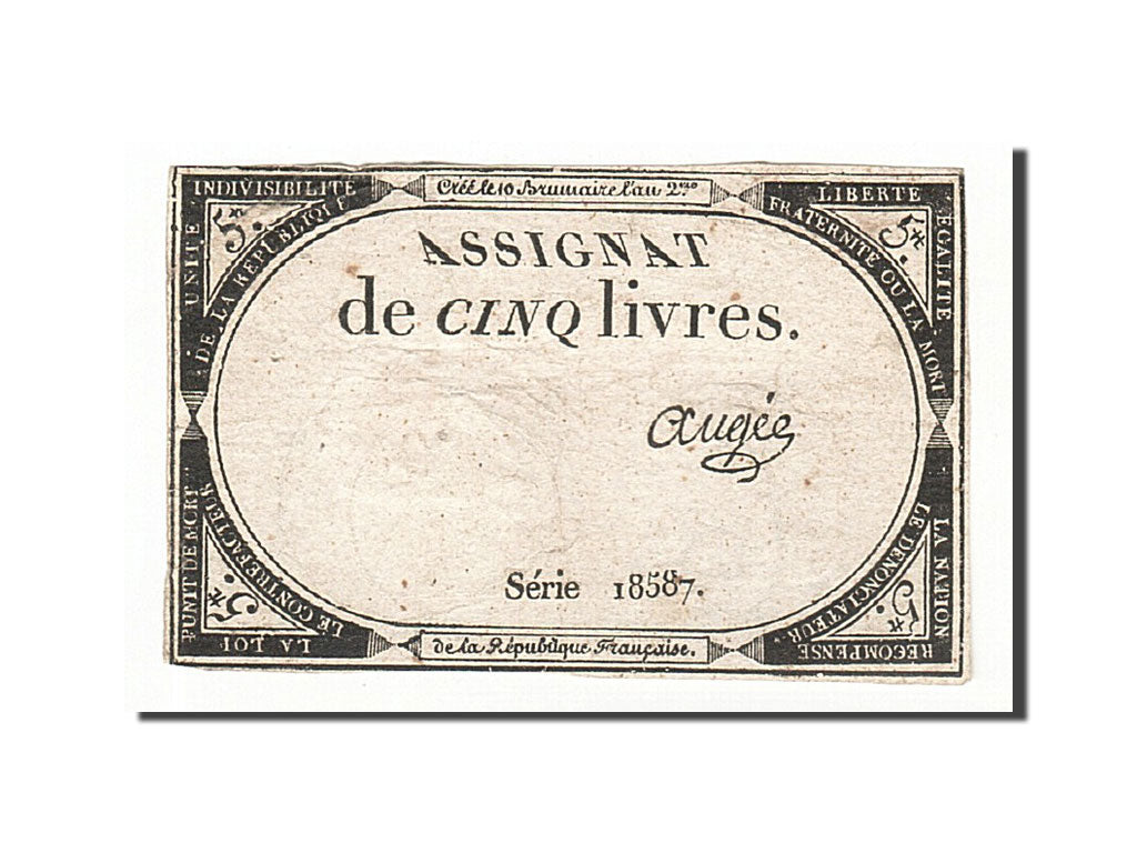 Francia, 5 Livres, 1793, Augée, KM:A76, 1793-10-31, MB+, Lafaurie:171