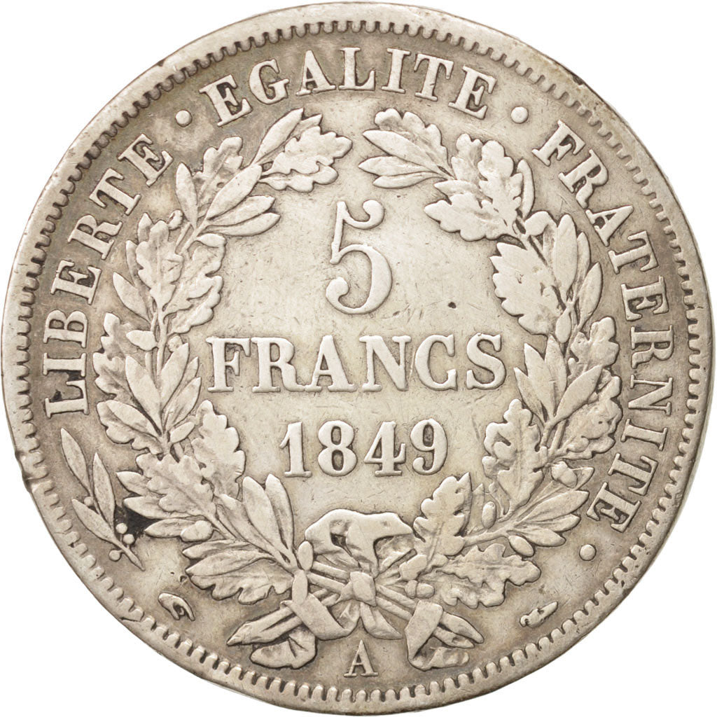 France, Cérès, 5 Francs, 1849, Paris, VF(30-35), Silver, KM:761.1, Gadoury:719