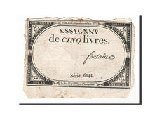 Banknote, France, 5 Livres, 1793, Fontaine, 1793-10-31, VF(30-35), KM:A76