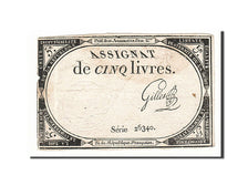 Billete, Francia, 5 Livres, 1793, Gillet, 1793-10-31, BC+, KM:A76, Lafaurie:171