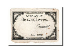 Banknote, France, 5 Livres, 1793, Chaignet, 1793-10-31, VF(30-35), KM:A76