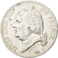 France, Louis XVIII, 5 Francs, 1816, Paris, VF(30-35), Silver, KM711.1