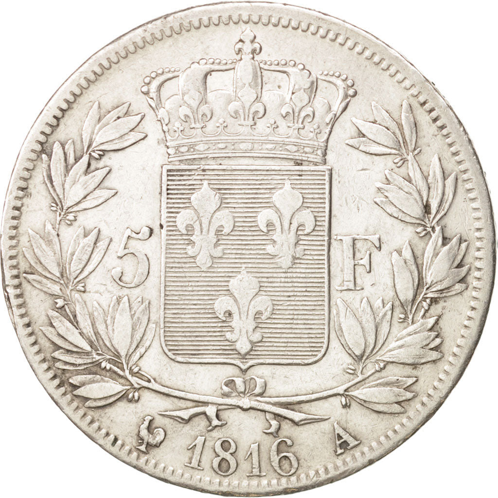 France, Louis XVIII, 5 Francs, 1816, Paris, VF(30-35), Silver, KM711.1