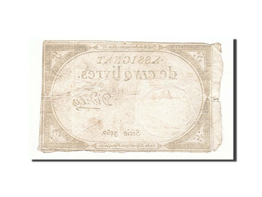 France, 5 Livres, 1793, Didier, KM:A76, 1793-10-31, VF(20-25), Lafaurie:171