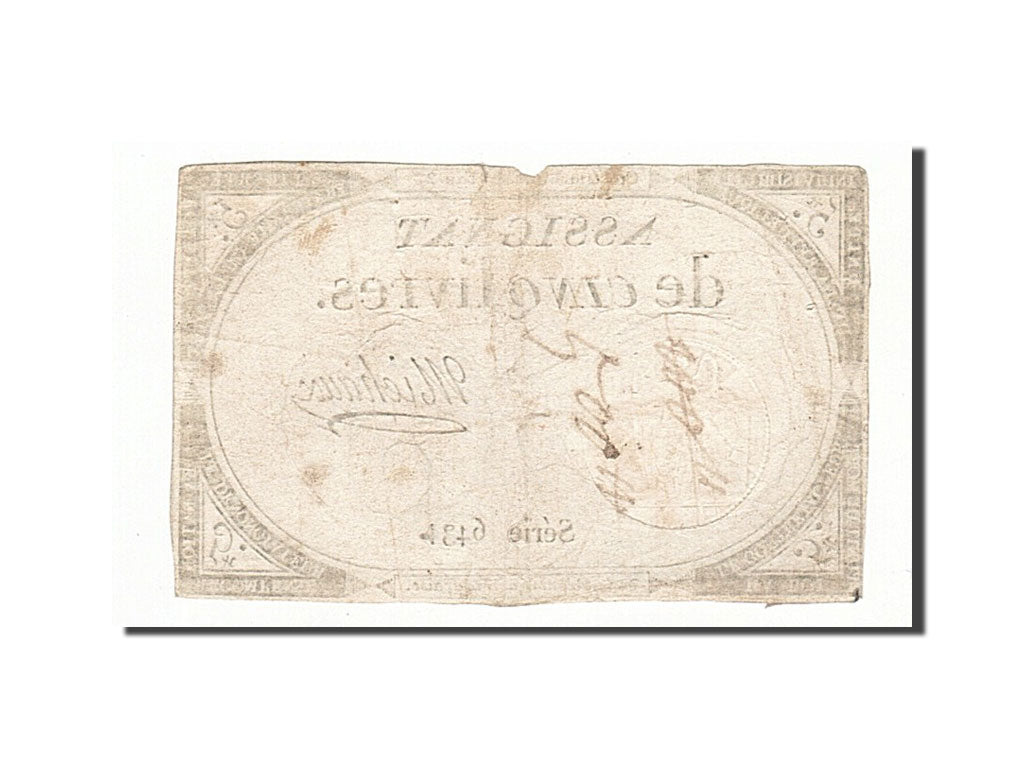 France, 5 Livres, 1793, Michaux, KM:A76, 1793-10-31, VF(20-25), Lafaurie:171