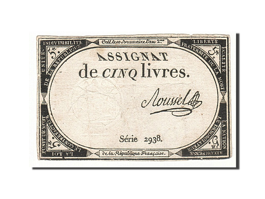 France, 5 Livres, 1793, Roussel, KM:A76, 1793-10-31, VF(20-25), Lafaurie:171