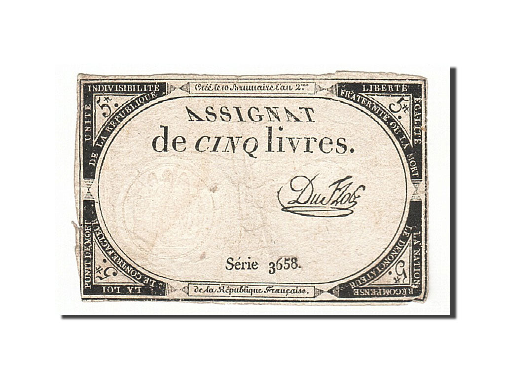 Frankreich, 5 Livres, 1793, Duflog, KM:A76, 1793-10-31, VF(20-25), Lafaurie:171