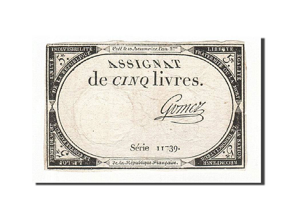 France, 5 Livres, 1793, Gomez, KM:A76, 1793-10-31, VF(20-25), Lafaurie:171