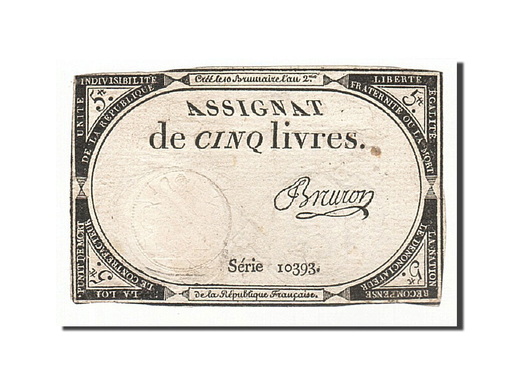 France, 5 Livres, 1793, Bruron, KM:A76, 1793-10-31, VF(20-25), Lafaurie:171