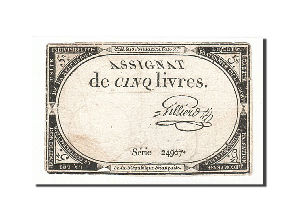 France, 5 Livres, 1793, 1793-10-31, Gilliers, KM:A76, TB, Lafaurie:171