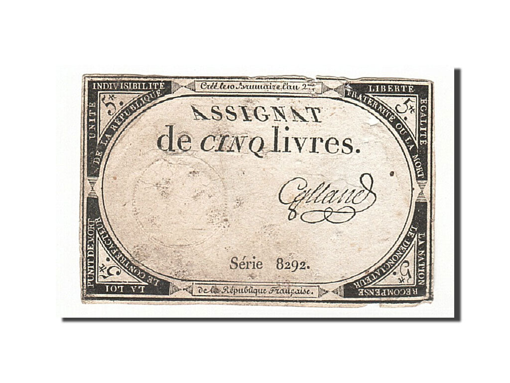 France, 5 Livres, 1793, Galland, KM:A76, 1793-10-31, F(12-15), Lafaurie:171