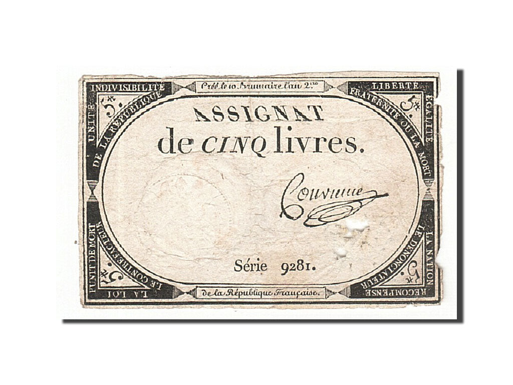 Frankreich, 5 Livres, 1793, Convieme, KM:A76, 1793-10-31, F(12-15), Lafaurie:171