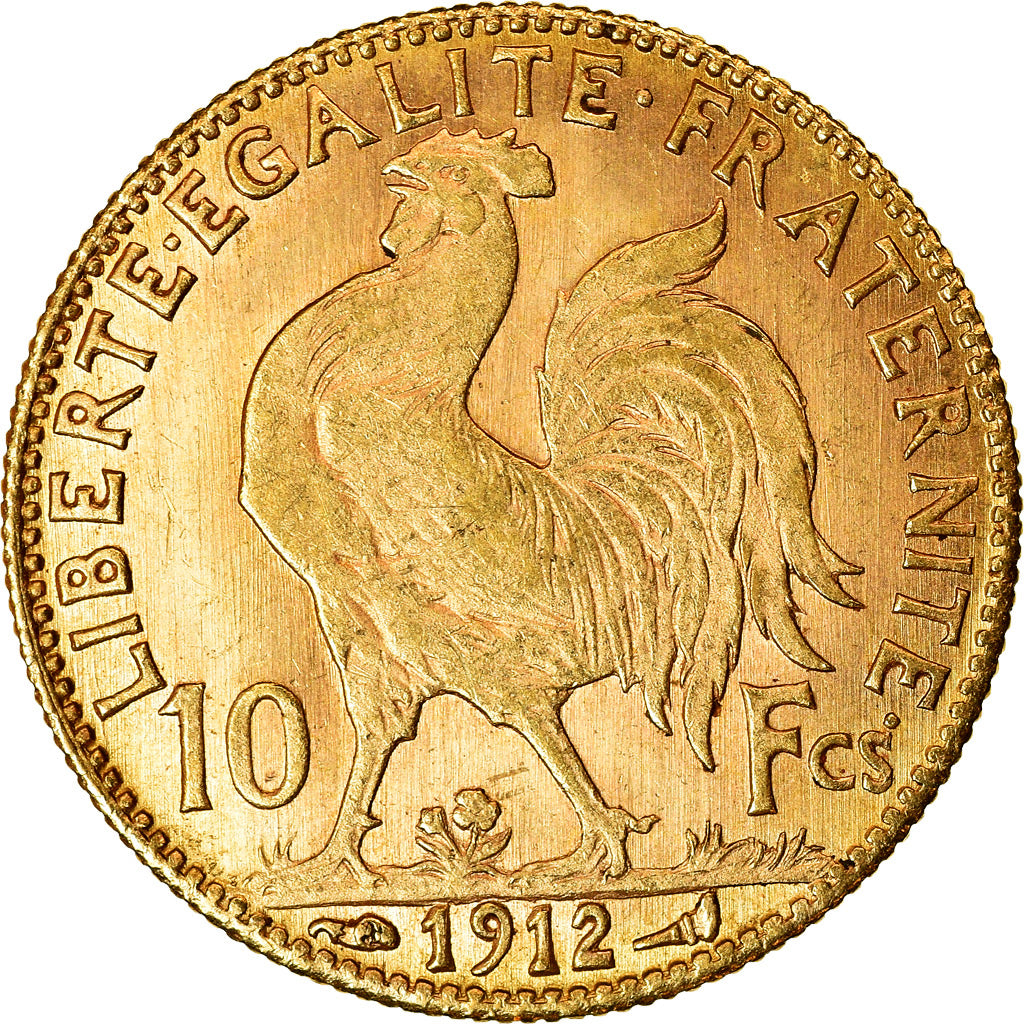 Coin, France, Marianne, 10 Francs, 1912, Paris, AU(55-58), Gold, KM:846