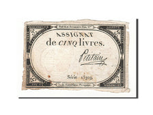 France, 5 Livres, 1793, 1793-10-31, Petitain, KM:A76, B+, Lafaurie:171