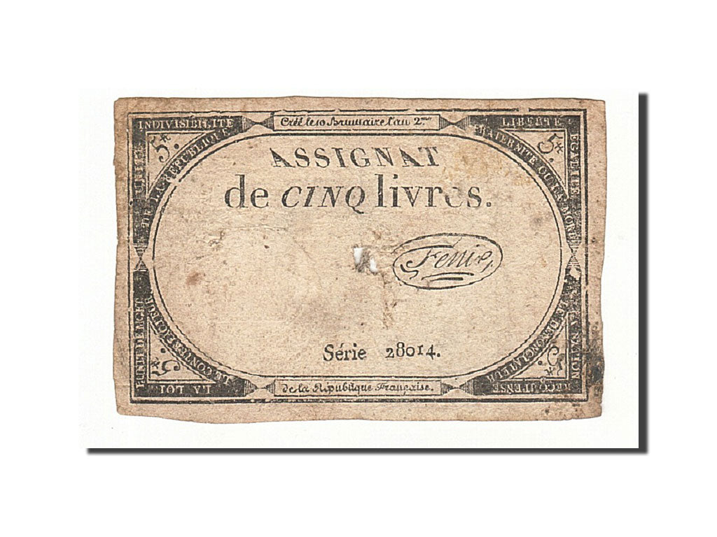 Francia, 5 Livres, 1793, Fenix, KM:A76, 1793-10-31, B, Lafaurie:171
