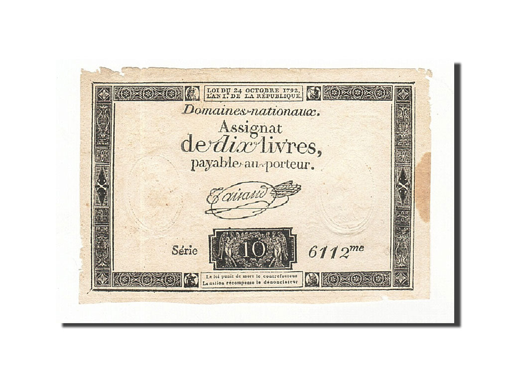 France, 10 Livres, 1792, Taisaud, KM:A66b, 1792-10-24, VF(30-35), Lafaurie:161b