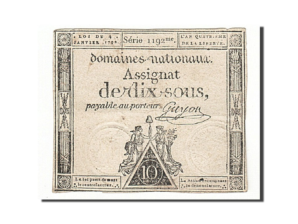 France, 10 Sous, 1792, 1792-01-04, Guyon, KM:A53, TB+