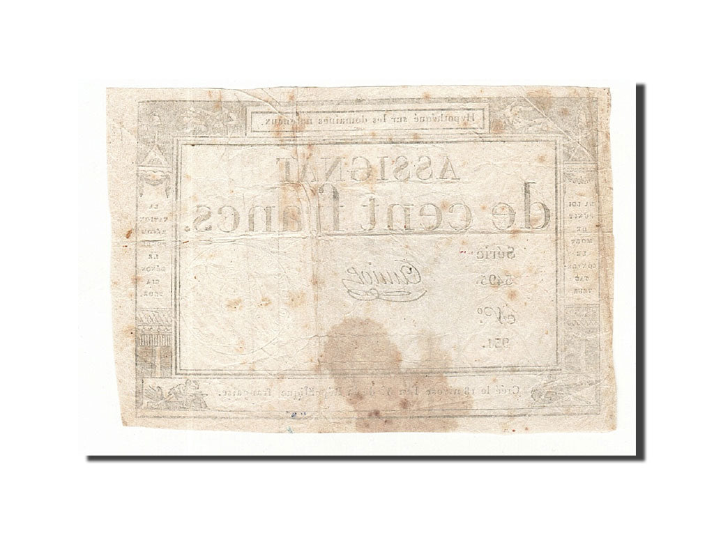 Banknote, France, 100 Francs, 1795, Amiot, 1795-01-07, VF(30-35), KM:A78