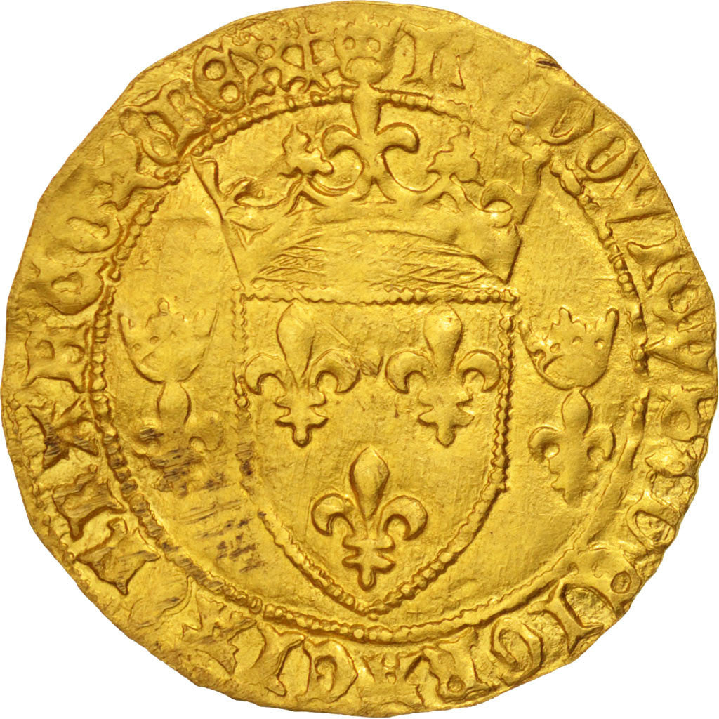 France, Louis XI, Ecu d'or, 2nd Emission, AU(50-53), Gold, Duplessy:539A