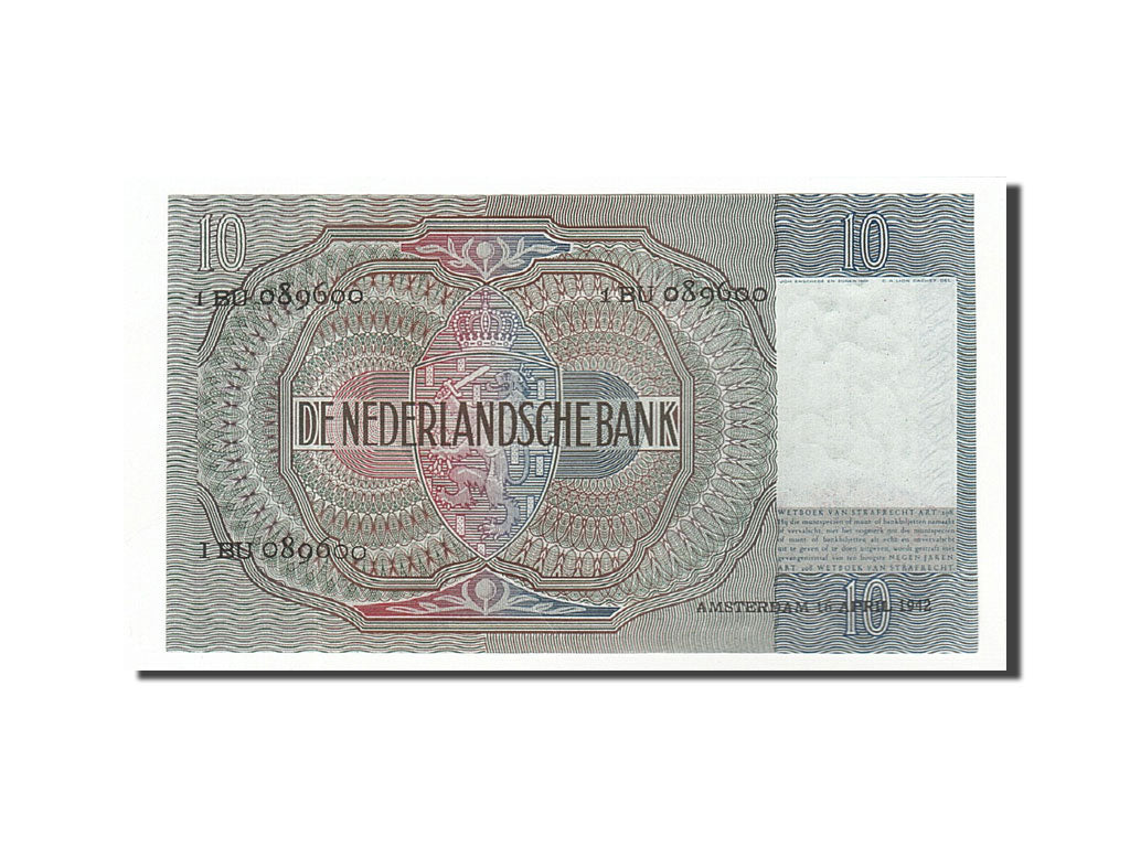 Netherlands, 10 Gulden, 1942, KM:56b, 1942-04-16, AU(55-58)