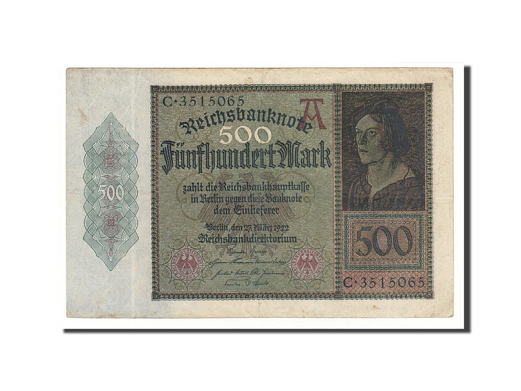 Banknote, Germany, 500 Mark, 1922, 1922-03-27, KM:73, AU(55-58)