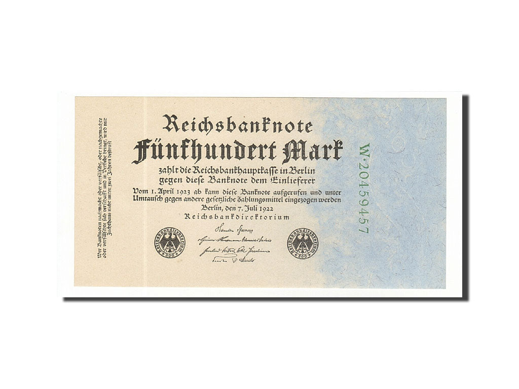 Banknote, Germany, 500 Mark, 1922, 1922-07-07, KM:74c, UNC(65-70)