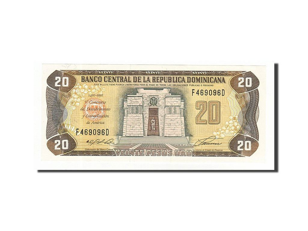Dominican Republic, 20 Pesos Oro, 1992, 1992, KM:139a, UNC(63)