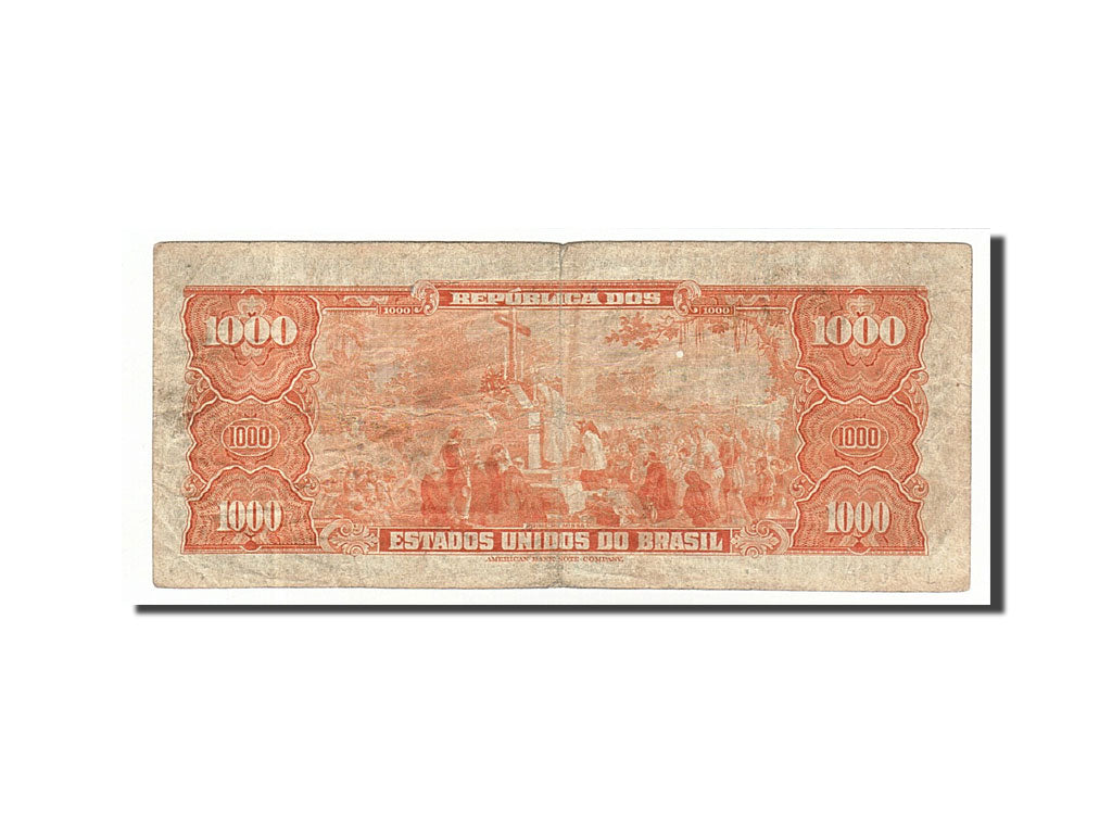 Brazil, 1000 Cruzeiros, Undated (1953-59), KM:156b, VF(20-25)
