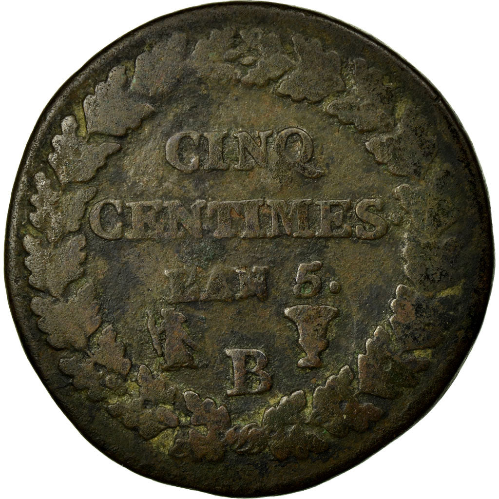 Coin, France, Dupré, 5 Centimes, 1796, Rouen, VG(8-10), Bronze, KM:640.3