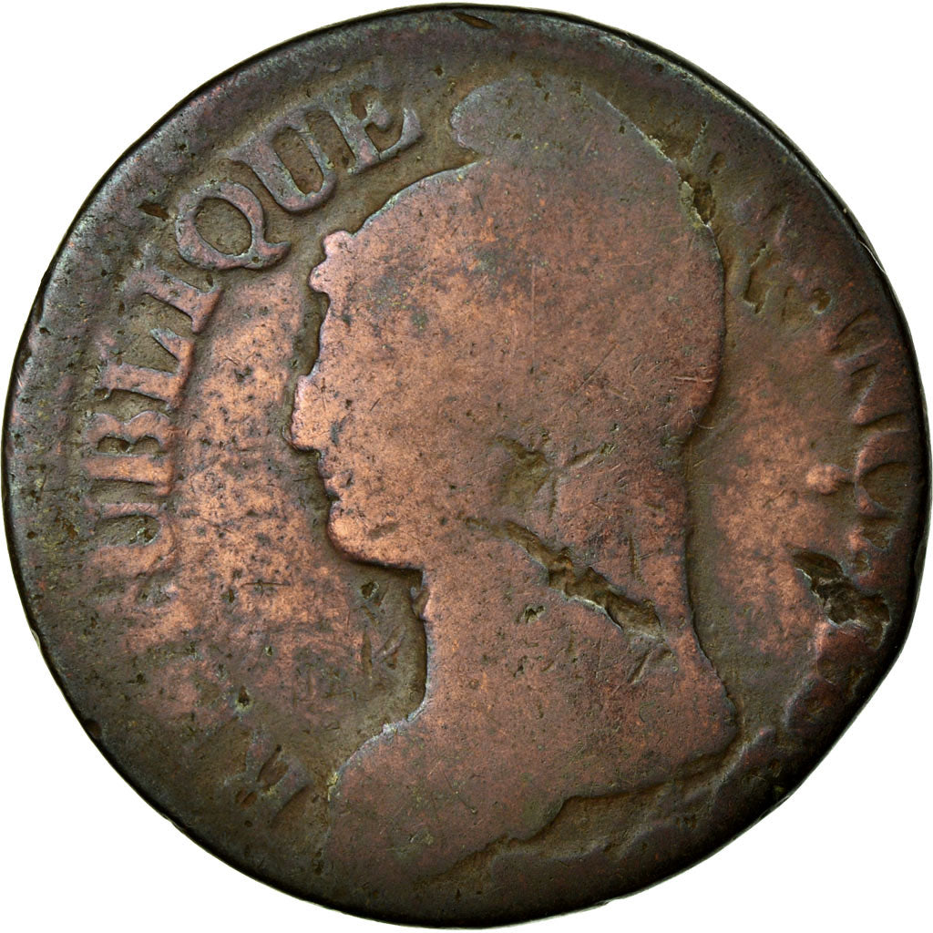 Coin, France, Dupré, 5 Centimes, 1796, Lyon, VG(8-10), Bronze, KM:640.5