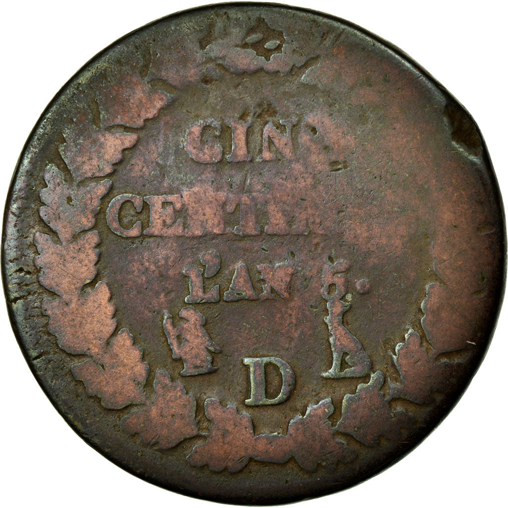 Coin, France, Dupré, 5 Centimes, 1796, Lyon, VG(8-10), Bronze, KM:640.5