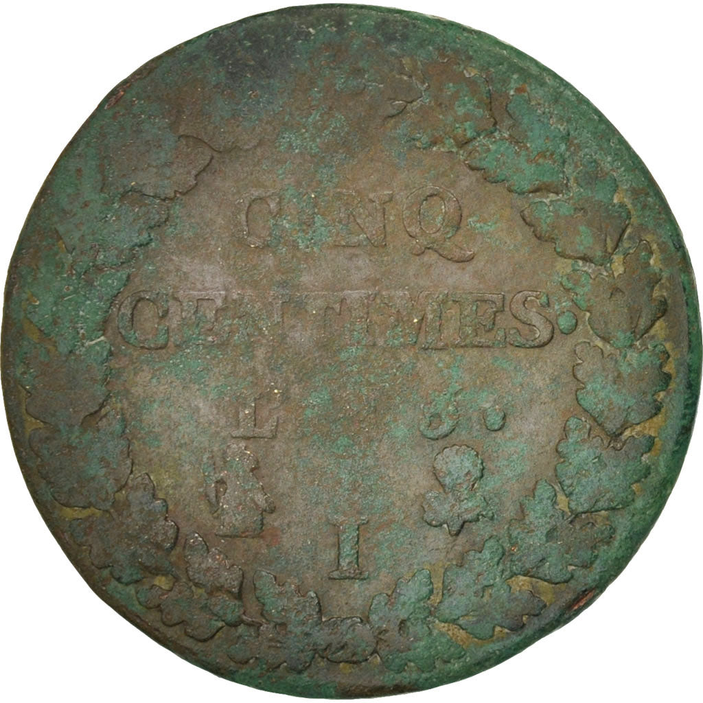 France, Dupré, 5 Centimes, 1796, Limoges, VG(8-10), Bronze, KM:640.7, Gadoury126