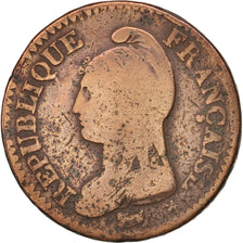 France, Dupré, Decime, 1798, Strasbourg, VG(8-10), Bronze, KM:644.4, Gadoury187