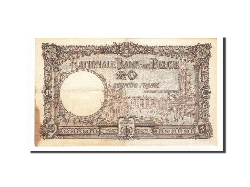 Belgium, 20 Francs, 1920-22, KM:94, 1921-06-17, EF(40-45)