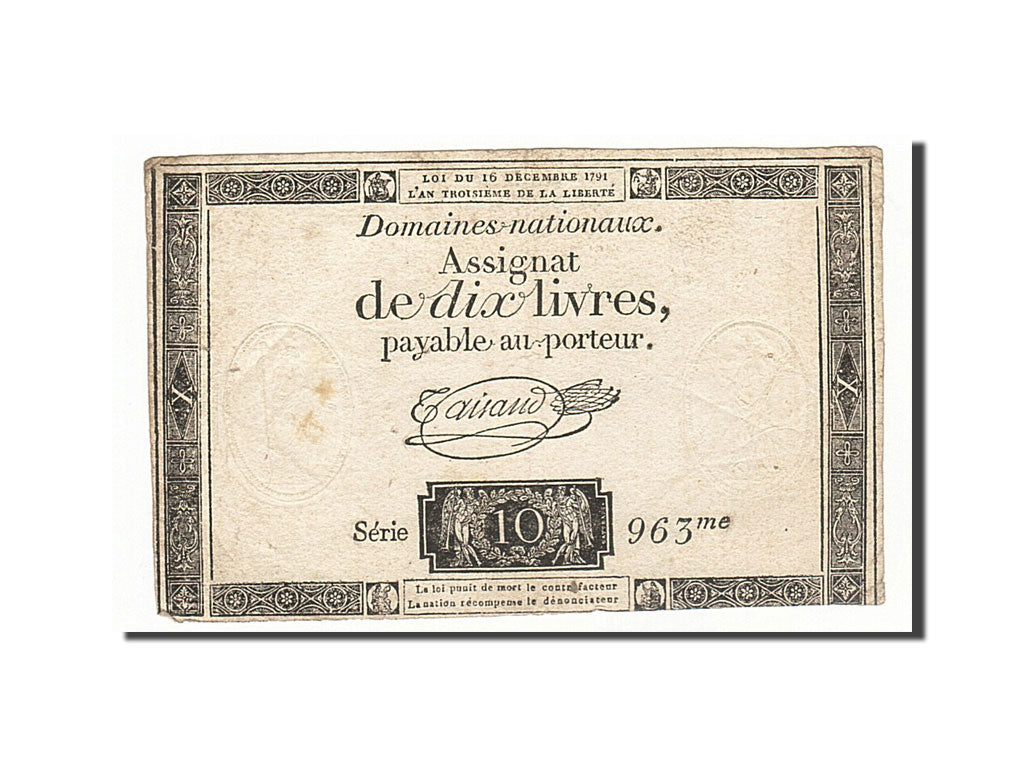 France, 10 Livres, 1791, Taisaud, KM:A51, 1791-12-16, VF(20-25), Lafaurie:146