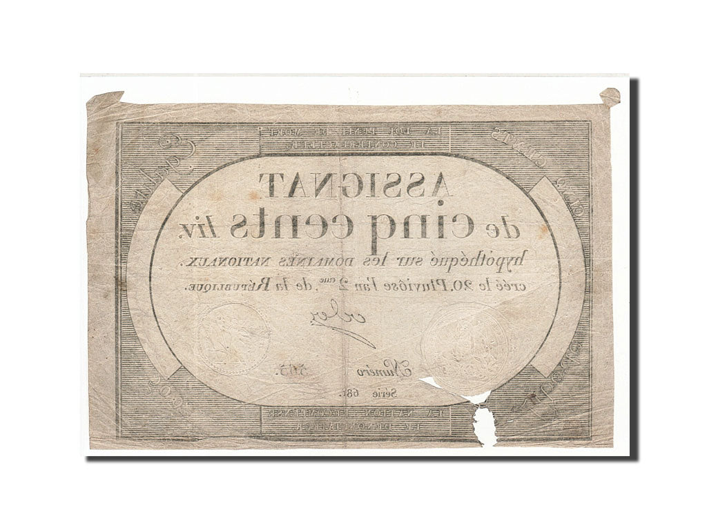 France, 500 Livres, 1794, KM:A77, 1794-02-08, VF(20-25), Lafaurie:172