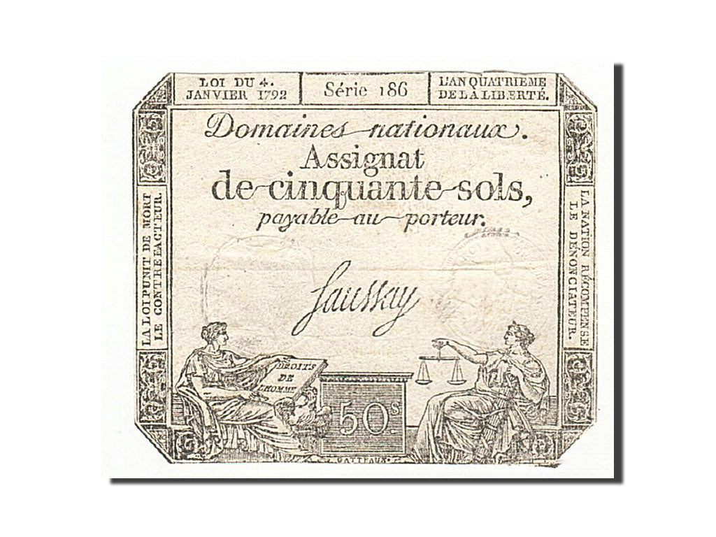 France, 50 Sols, 1792, Saussay, KM:A56, 1792-01-04, VF(30-35), Lafaurie:151
