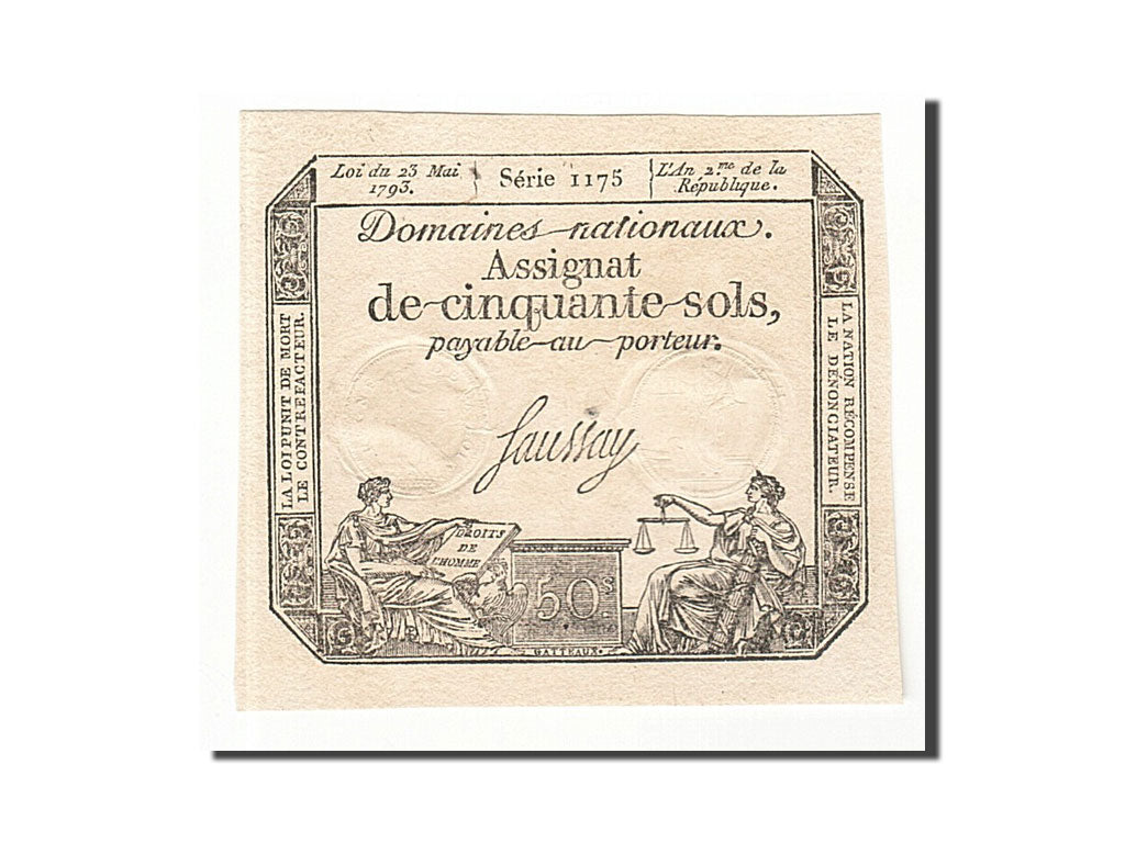 Billet, France, 50 Sols, 1793, 1793-05-23, Saussay, NEUF, KM:A70b, Lafaurie:167b