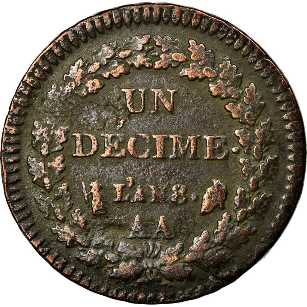 Coin, France, Dupré, Decime, 1799, Metz, VF(20-25), Bronze, KM:644.2