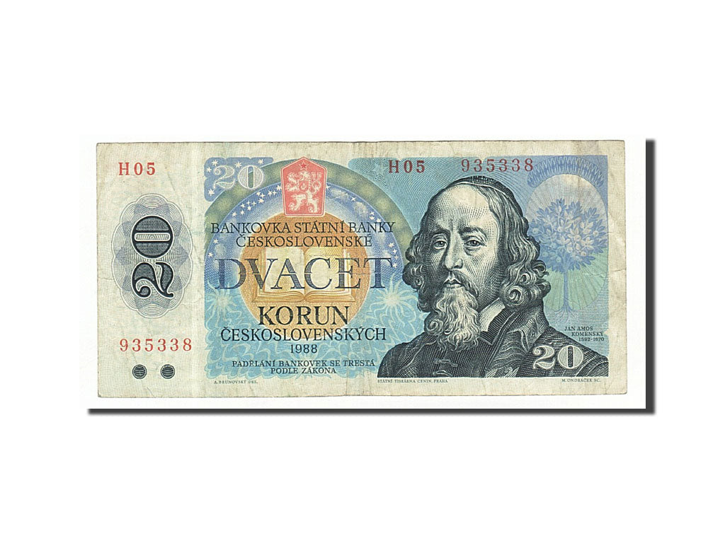Banknote, Czechoslovakia, 20 Korun, 1988, 1988, KM:95, VF(30-35)