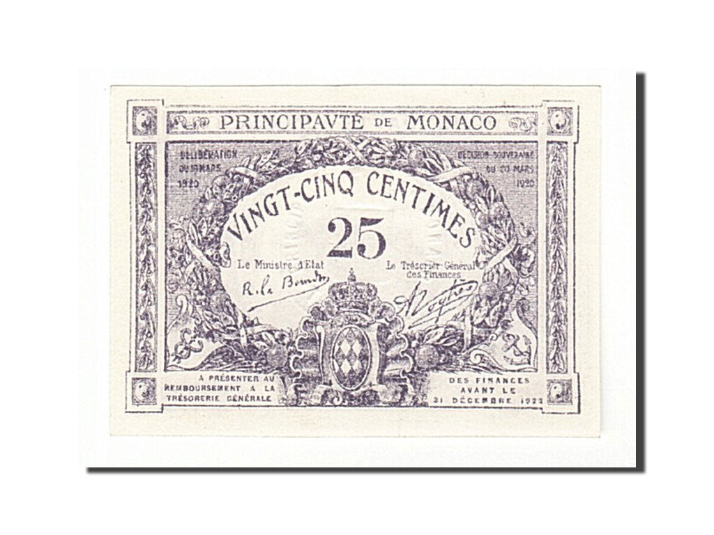 Banconote, Monaco, 25 Centimes, 1920, KM:2c, 1920-03-20, FDS