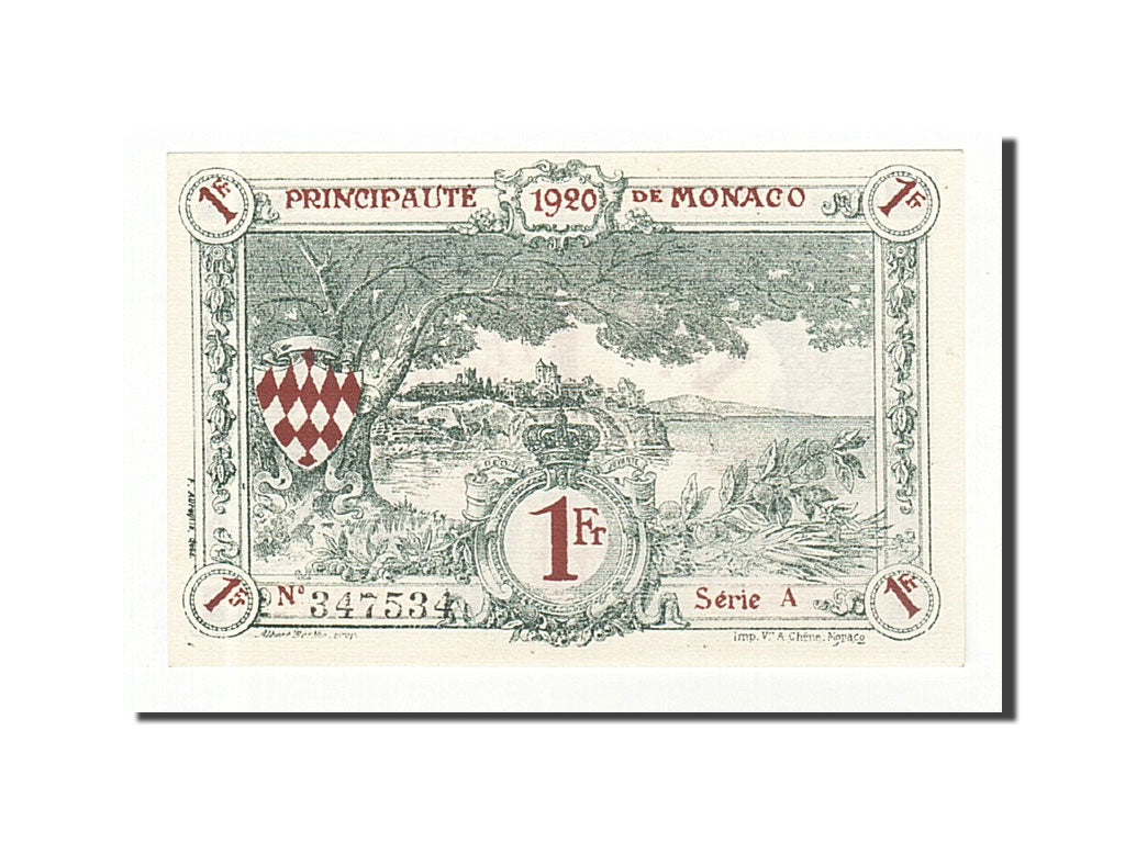 Monaco, 1 Franc, 1920, KM:5, 1920-03-20, UNC(65-70)