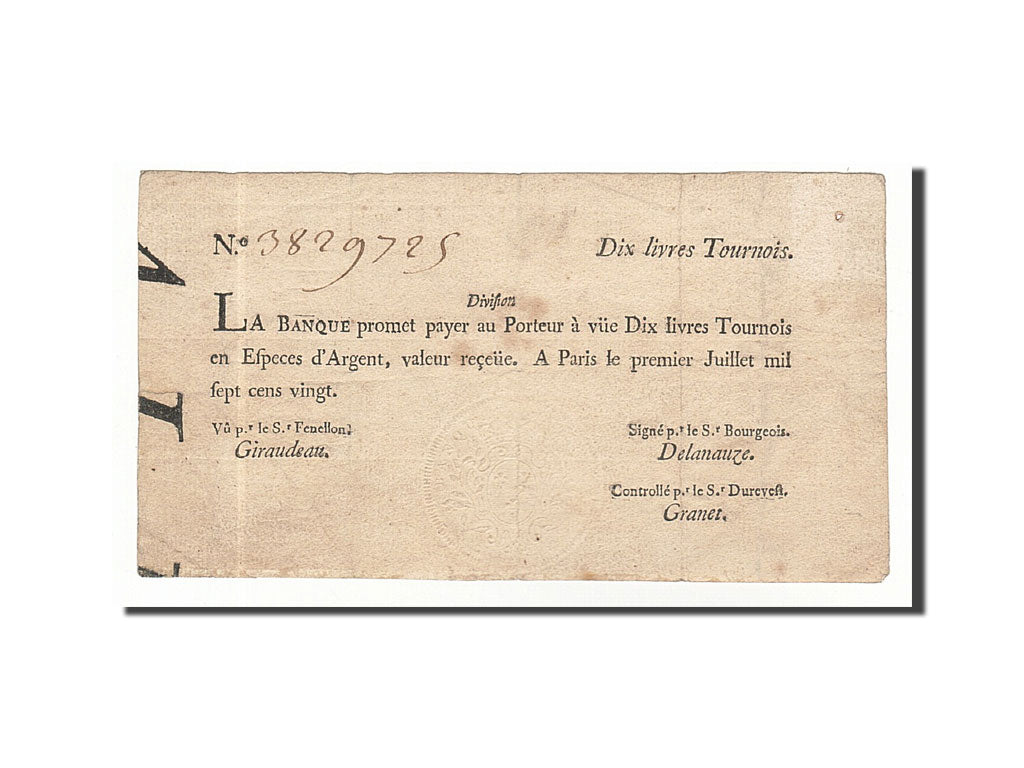 France, 10 Livres, 1720, KM:A20a, 1720-07-01, EF(40-45), Lafaurie:93