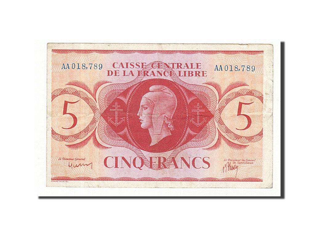 French Equatorial Africa, 5 Francs, 1941, KM:10a, 1941-12-02, EF(40-45)