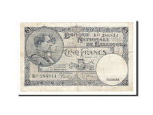 Banknote, Belgium, 5 Francs, 1938, 1938-03-28, KM:108a, VF(30-35)