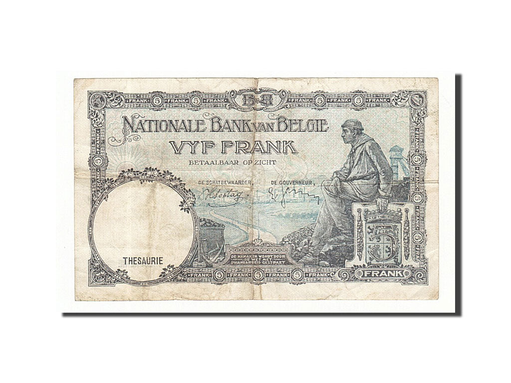 Banknote, Belgium, 5 Francs, 1938, 1938-03-28, KM:108a, VF(30-35)