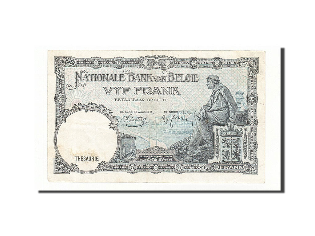 Banknote, Belgium, 5 Francs, 1938, 1938-03-28, KM:108a, EF(40-45)