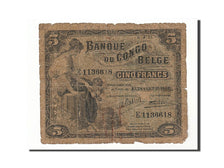 Belgian Congo, 5 Francs, 1921, KM:4, 1921-04-02, VG(8-10)