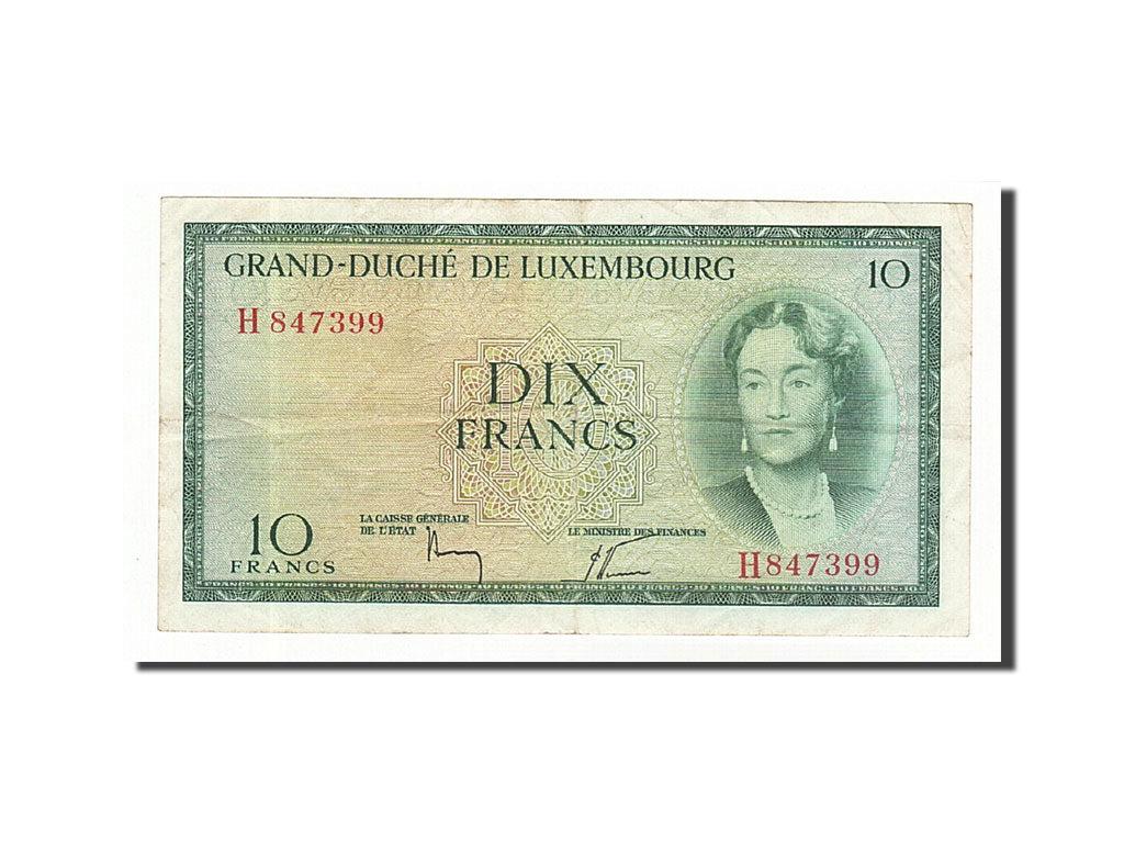 Luxembourg, 10 Francs, Undated (1954), KM:48a, EF(40-45)